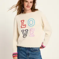 lanius 225 14371 00 101 off white 34 pullover mit stickerei 02x crop center