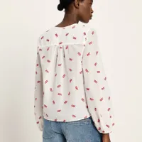 lanius 225 14437 00 712 off white love 34 langarm bluse mit kraeuseln 06x crop center