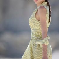 tailliertes midi kleid guanota aus modal